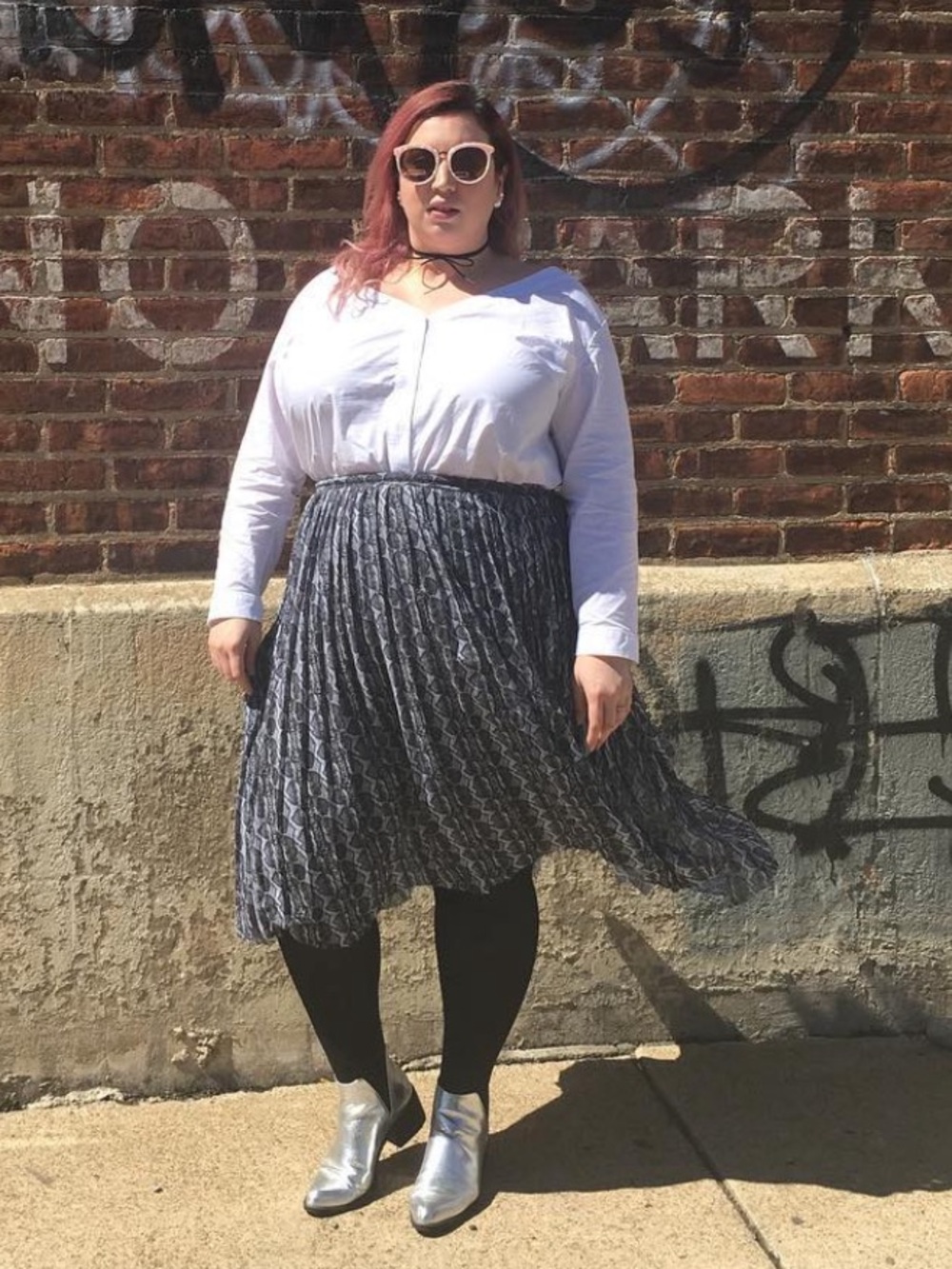 RACHEL Rachel Roy Plus Size Women’s Snakeskin Print Pleated Midi Skirt